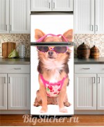 Наклейка на холодильник Собачка в очках Z014